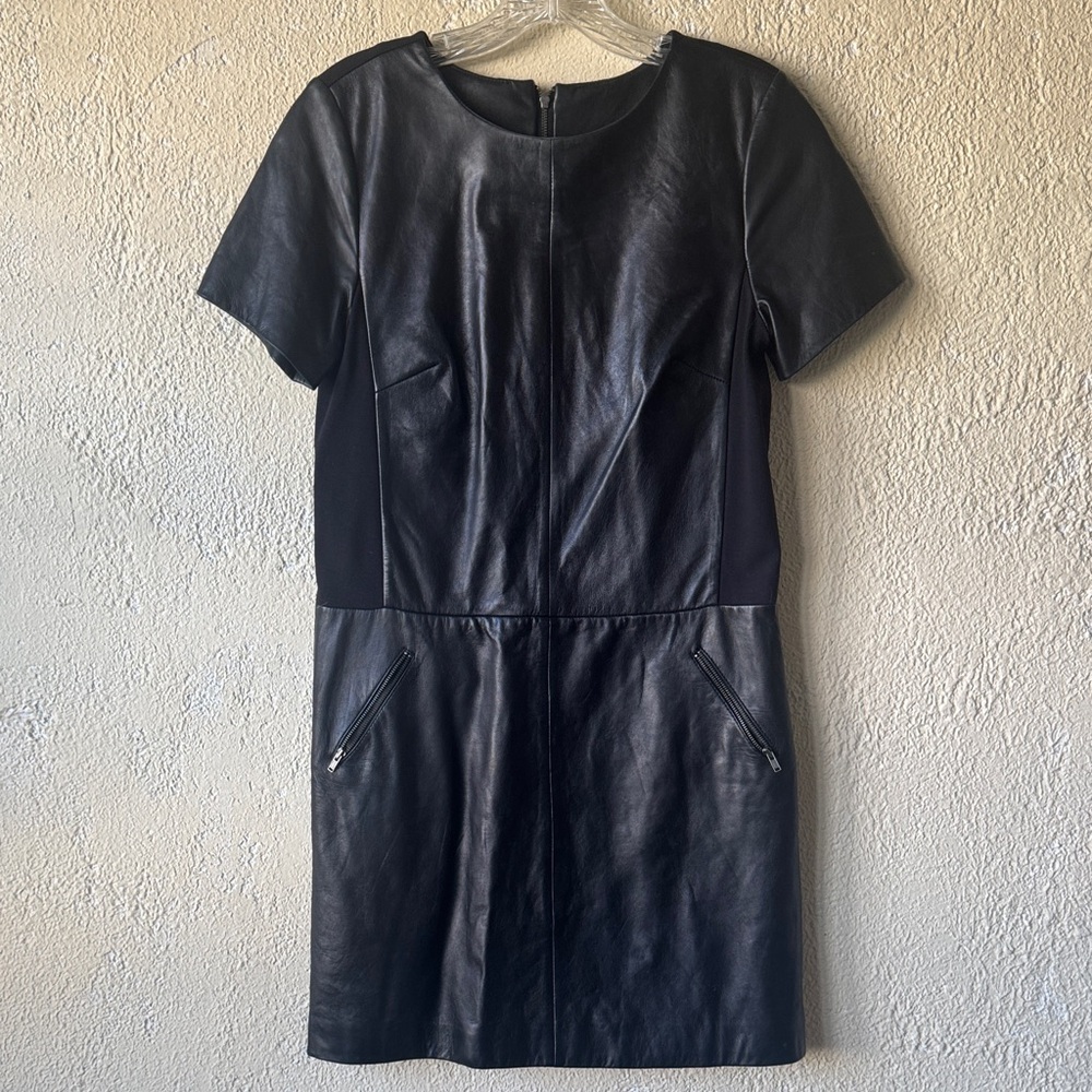 Halogen Black Leather Mini Dress
